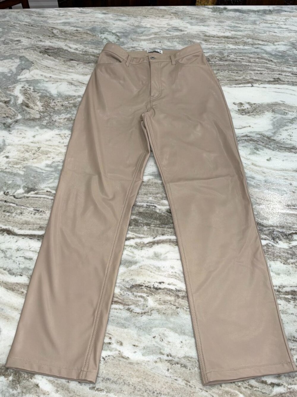Abercrombie & Fitch The 90's Straight Ultra High Rise Beige Vegan Women Size 12